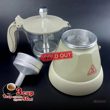 Latest Styles Electric Aluminum Espresso Moka Coffee Maker 3cups Italian Classic - Cream - Appliances > Kitchen