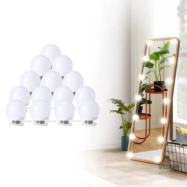 LED Makeup Vanity Lights with 14 Dimmable Light Bulbs Hollywood Style Cosmetic Mirror Lights USB Cable 3 Color Modes