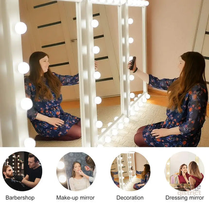 LED Makeup Vanity Lights with 14 Dimmable Light Bulbs Hollywood Style Cosmetic Mirror Lights USB Cable 3 Color Modes