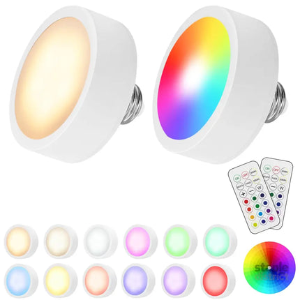 LED Puck Lights with Remote Battery Powered RGB Puck Light for E27 Chandelier,Dimmable Puck Light for Table Lamp