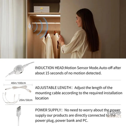 LED Under Cabinet Kitchen Lights for Motion Sensor Light,Dimmable 4000K Under Cupboard Light,Under Counter Light with