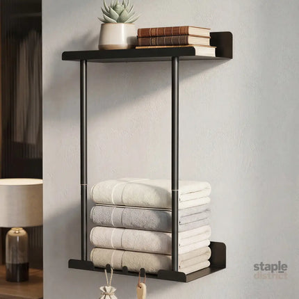 Levede Adjustable Towel Rack 3 Hooks Bathroom Towel Storage Holder Wall Mounted-2050059022261948422