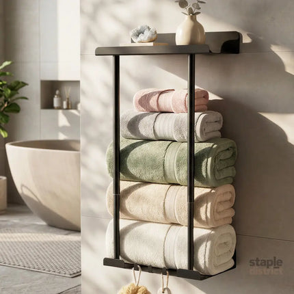 Levede Adjustable Towel Rack 3 Hooks Bathroom Towel Storage Holder Wall Mounted-2050059022261948423