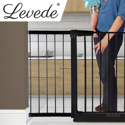 Levede Baby Safety Gate Adjustable Pet Black 45cm Extension-2018816650404564998
