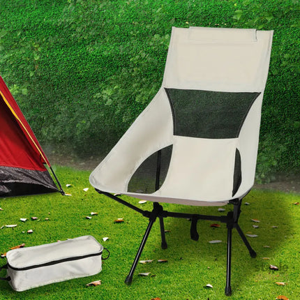 Levede Camping Chair Folding Outdoor Large Beige-2018816679940853766