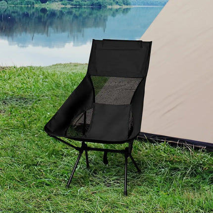 Levede Camping Chair Folding Outdoor Large Black-2018816670809853959