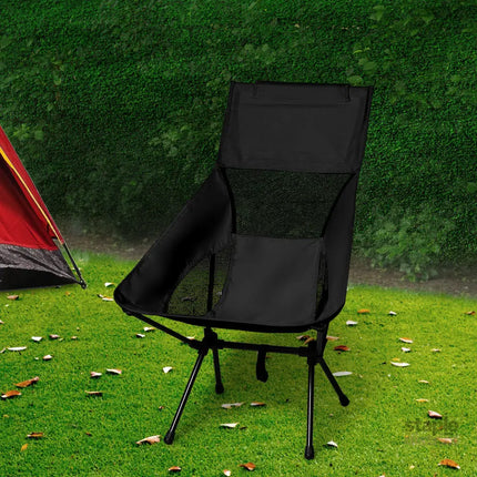 Levede Camping Chair Folding Outdoor Large Black-2018816670809853958