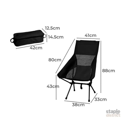 Levede Camping Chair Folding Outdoor Large Black-2018816670809853954