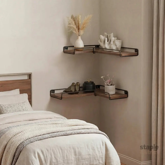 Levede Floating Shelf DIY Corner Wall Shelf 2Pcs Storage Display Rack Bedroom-2050059024665284614
