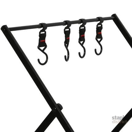 Levede Foldable Camping Storage Shelves 2 Layer with Hooks Black-2029387242820210692