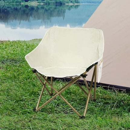 Levede Folding Camping Moon Chair Lightweight Beige-2018816695149400071