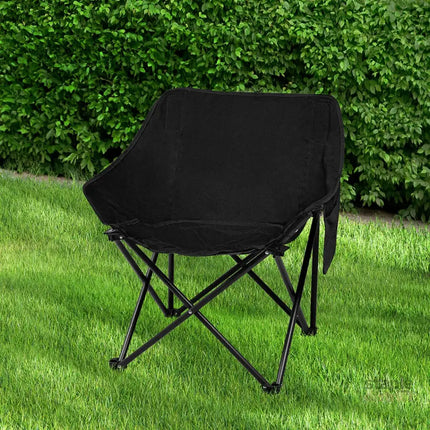Levede Folding Camping Moon Chair Lightweight Black-2018816697703731206