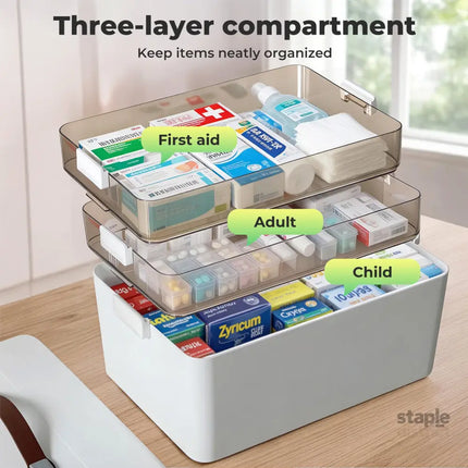 Levede Medical Storage Box Three Layer Medicine Case-2050056827550437378