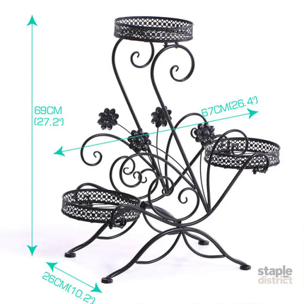 Levede Plant Stand Outdoor Indoor Metal Black-2018816658419879938