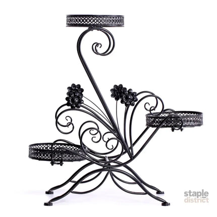 Levede Plant Stand Outdoor Indoor Metal Black-2018816658419879937