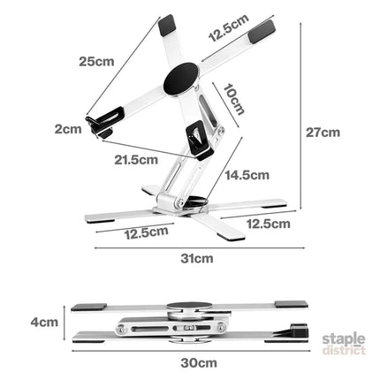Levede Portable Laptop Stand 360 Rotating Bracket Foldable Aluminum Desk Riser-2050056791982739458