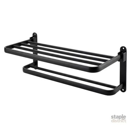 Levede Towel Rack Bathroom 2 Bars Rail Holder Wall Mounted Storage Shelf Black-2050059022438109192