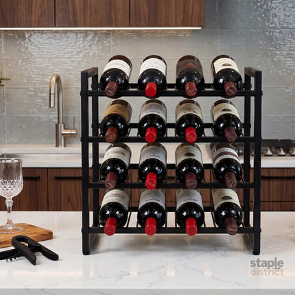Levede Wine Rack 16 Bottle 4-Tier Metal Display Storage Organizer Adjustable Bar-2061251872504811526