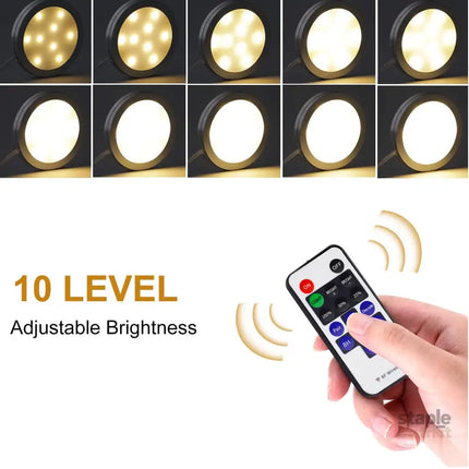 Linkable Under Cabinet LED Lighting 12V Dimmable Puck Lights Hardwired with Wireless RF Remote Control for Kitchen Mood