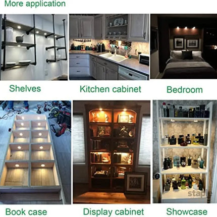Linkable Under Cabinet LED Lighting 12V Dimmable Puck Lights Hardwired with Wireless RF Remote Control for Kitchen Mood