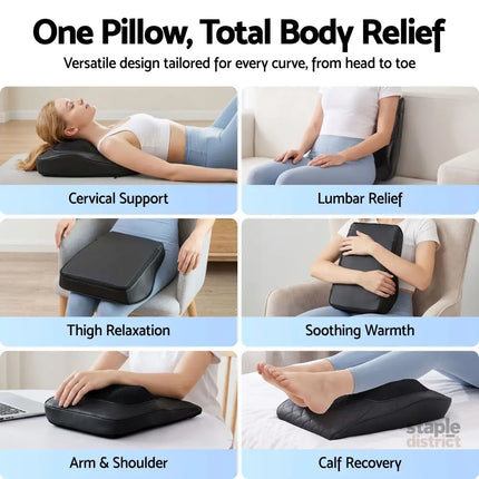 Livemor Back Massager with Heat and Traction Neck and Shoulder Massage Pillow Ergonomic Backrest for Office Chair &
