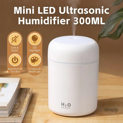 Living Today Mini LED Ultrasonic Humidifier 300ml - Appliances > Aroma Diffusers & Humidifiers > Humidifiers