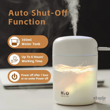 Living Today Mini LED Ultrasonic Humidifier 300ml - Appliances > Aroma Diffusers & Humidifiers > Humidifiers