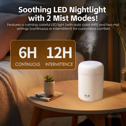 Living Today Mini LED Ultrasonic Humidifier 300ml - Appliances > Aroma Diffusers & Humidifiers > Humidifiers