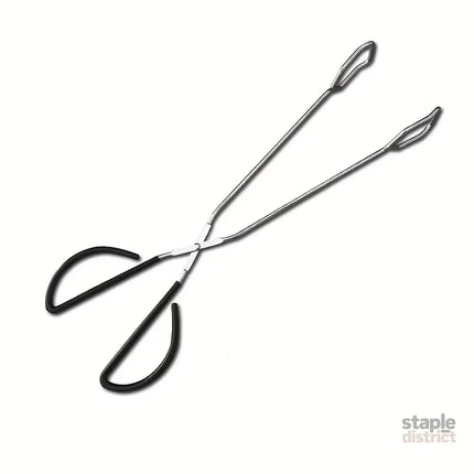 Long sturdy and heat-resistant charcoal tongs for grilling food. Made of stainless steel these portable tongs are