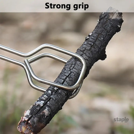 Long sturdy and heat-resistant charcoal tongs for grilling food. Made of stainless steel these portable tongs are