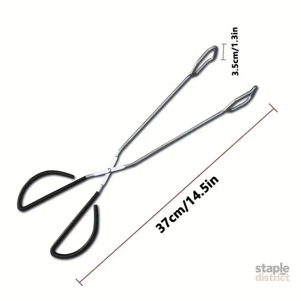 Long sturdy and heat-resistant charcoal tongs for grilling food. Made of stainless steel these portable tongs are