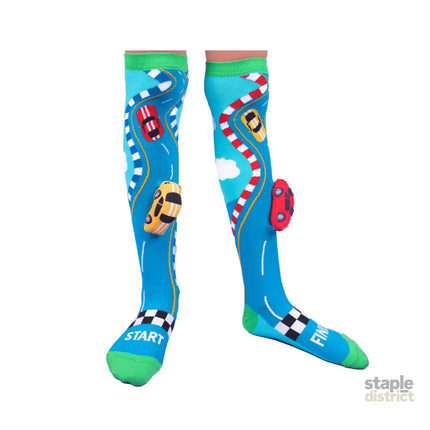 MADMIA Racing Cars Socks With Plush Cars Kids & Adults Age 6 - 99-2006733343613390849