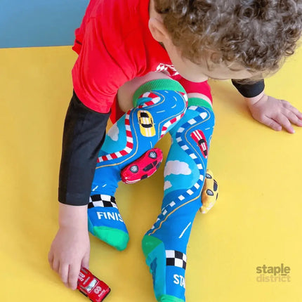MADMIA Racing Cars Socks With Plush Cars Kids & Adults Age 6 - 99-2006733343613390855