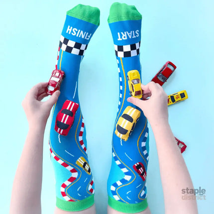 MADMIA Racing Cars Socks With Plush Cars Kids & Adults Age 6 - 99-2006733343613390850