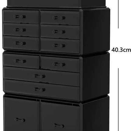 Makeup Cosmetic Organizer Storage with 12 Drawers Display Boxes (Black) - Health & Beauty > Cosmetic Storage > Makeup