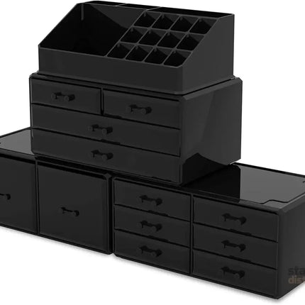 Makeup Cosmetic Organizer Storage with 12 Drawers Display Boxes (Black) - Health & Beauty > Cosmetic Storage > Makeup