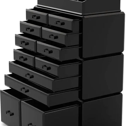 Makeup Cosmetic Organizer Storage with 12 Drawers Display Boxes (Black) - Health & Beauty > Cosmetic Storage > Makeup