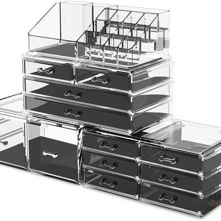 Makeup Cosmetic Organizer Storage with 12 Drawers Display Boxes (Clear) - Health & Beauty > Cosmetic Storage > Makeup
