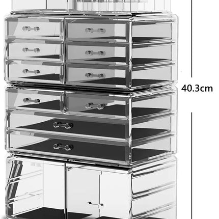 Makeup Cosmetic Organizer Storage with 12 Drawers Display Boxes (Clear) - Health & Beauty > Cosmetic Storage > Makeup
