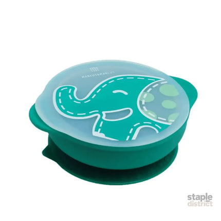 Marcus & Marcus - Sunction Bowl with Lid Ollie the Elephant green-1928303301120626688