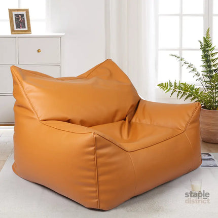Marlow Bean Bag Chair Cover PU Indoor Brown-2006733218082066439