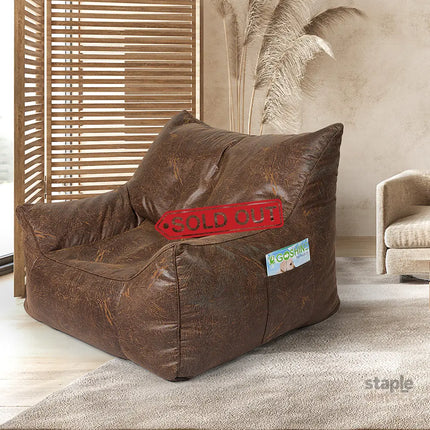 Marlow Bean Bag Chair Cover PU Indoor Dark Brown-2006733313426984966