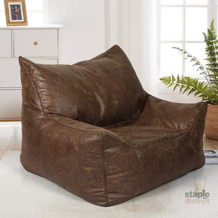 Marlow Bean Bag Chair Cover PU Indoor Dark Brown-2006733313426984967