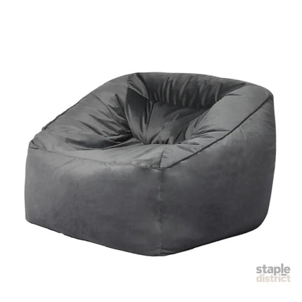 Marlow Bean Bag Chair Cover Soft Velvet Dark grey-2006733217914294272