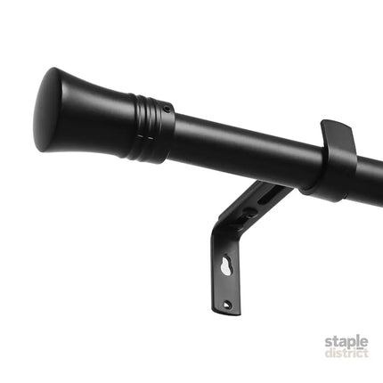 Marlow Black Curtain Rod Steel Quiet Rail Pole Pommel Set Extendable-2018816719925153793
