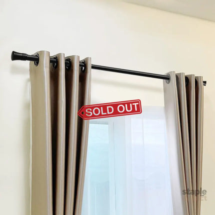 Marlow Black Curtain Rod Steel Quiet Rail Pole Pommel Set Extendable-2018816719925153799