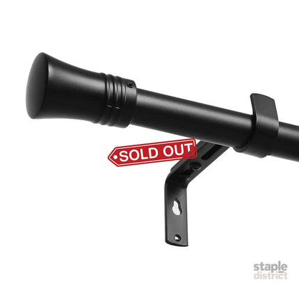 Marlow Black Curtain Rod Steel Quiet Rail Pole Pommel Set Extendable-2018816719925153793