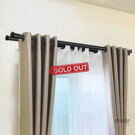 Marlow Black Double Curtain Rod Steel Pole Pommel Set Extendable Adjustable-2018816770139361287