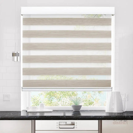 Marlow Blackout Zebra Roller Blind Curtains 90x210 Beige-2018816733699248135