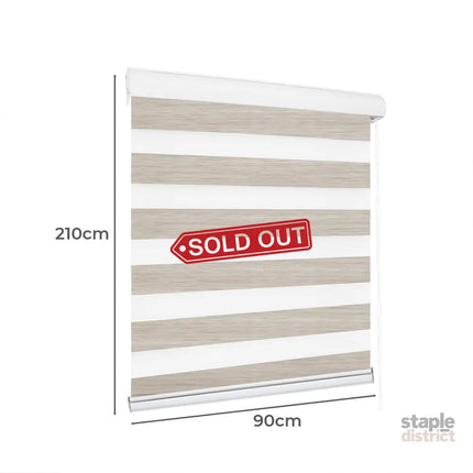 Marlow Blackout Zebra Roller Blind Curtains 90x210 Beige-2018816733699248130